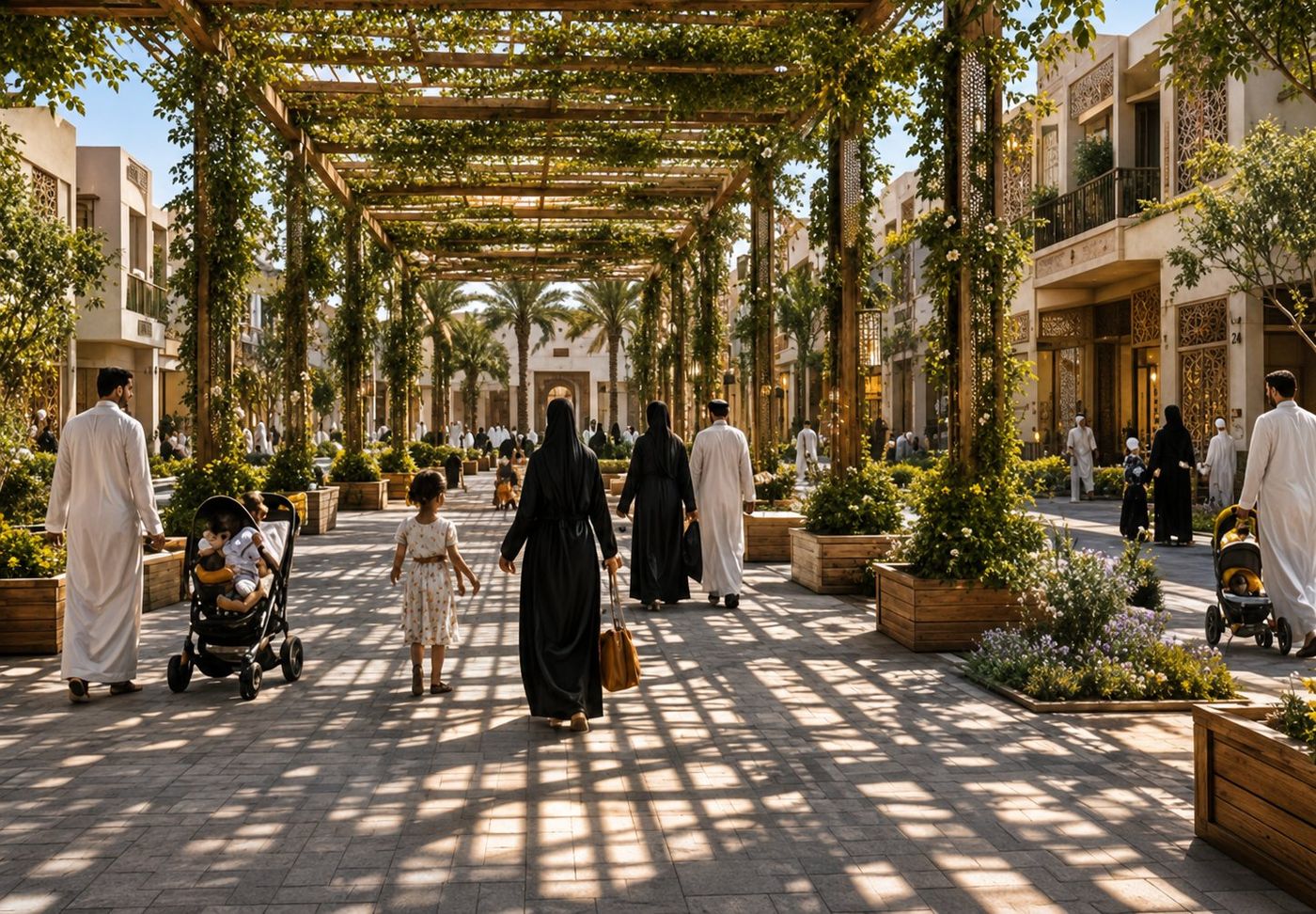Oasis Jeddah District — Shaded Pedestrian Street