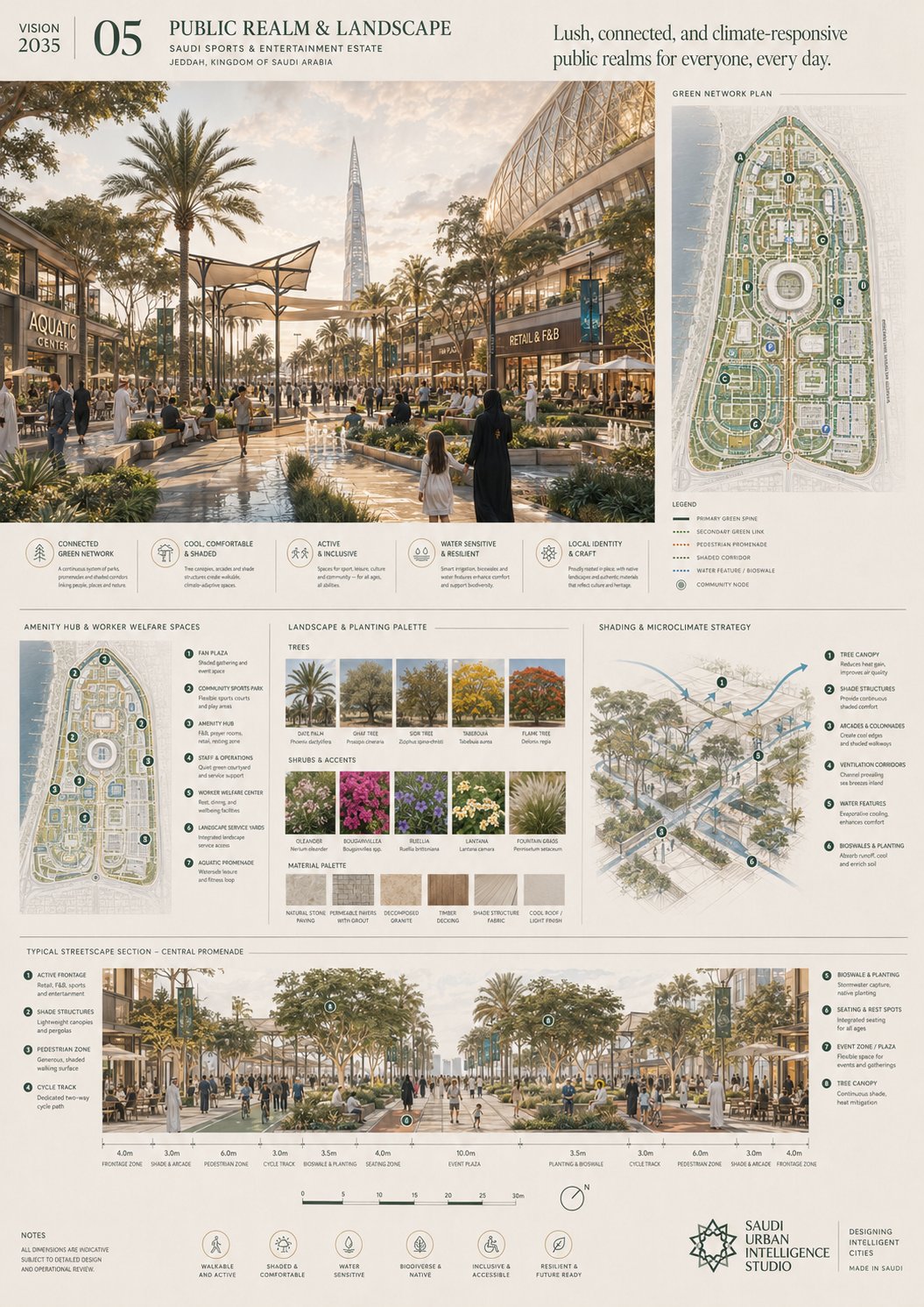 Saudi Sports & Entertainment Estate — Lush, Connected & Climate-Responsive